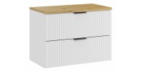 Ensemble de salle de bain NOXERA 80 cm – Meuble sous vasque suspendu blanc alpin avec plan vasque chêne clair