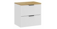 Ensemble de salle de bain NOXERA 60 cm – Meuble sous vasque suspendu blanc alpin avec plan vasque chêne clair