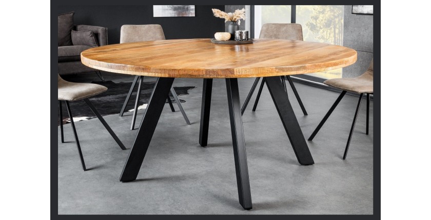 Table LODEN ronde bois clair 145 cm dans un décor 3D