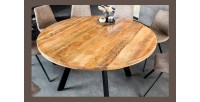 Table LODEN ronde bois clair 145 cm vu de haut