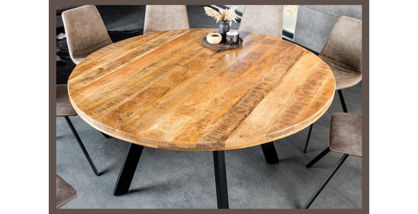 Table LODEN ronde bois clair 145 cm vu de haut