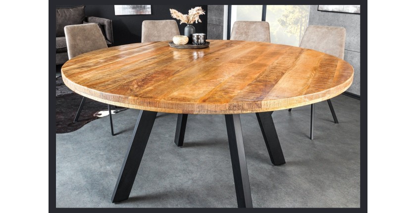 Table LODEN ronde bois clair 145 cm vu de face