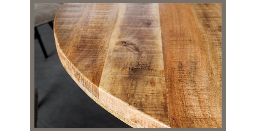 Zoom sur le côté de la table LODEN en bois clair ronde 145cm
