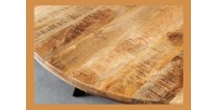Zoom sur le plateau de la table LODEN ronde en bois clair 145cm