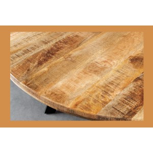 Zoom sur le plateau de la table LODEN ronde en bois clair 145cm