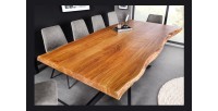 Table ARKAYA bois d'acacia 200cm plateau 35mm vu de haut