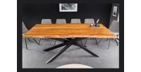Table ARKAYA bois d'acacia 200cm plateau 35mm décor 3D