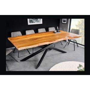 Table ARKAYA bois d'acacia 200cm plateau 35mm vu de côté