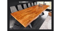 Table ARKAYA bois d'acacia 300cm plateau 55mm vu de côté