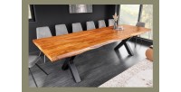Table ARKAYA bois d'acacia 300cm plateau 55mm décor 3D