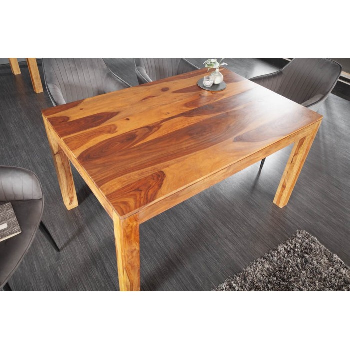 Table TAVINA – Bois massif de sheesham – 135 cm – Plateau épais 97 mm – Style rustique