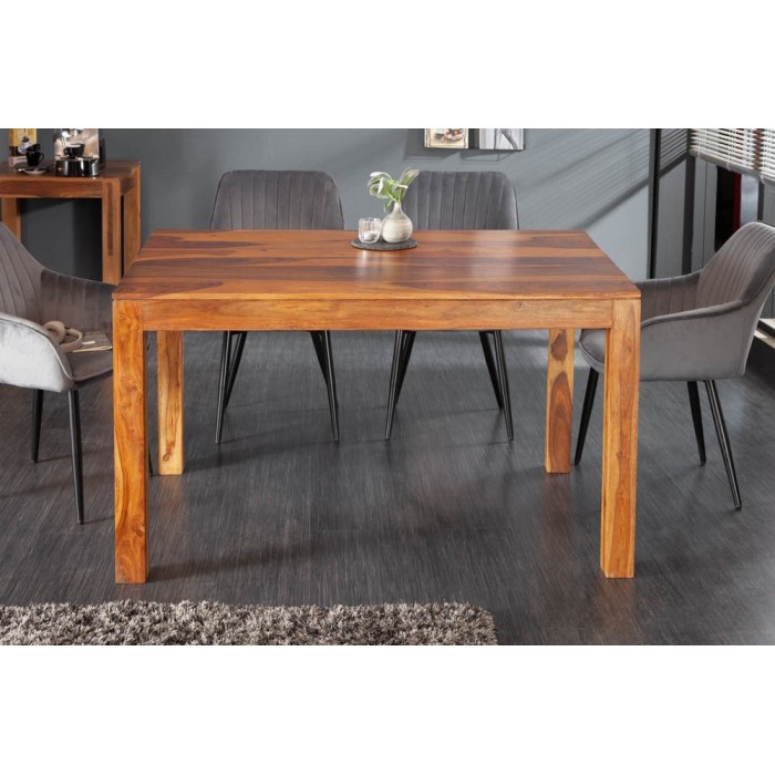 Table TAVINA – Bois massif de sheesham – 135 cm – Plateau épais 97 mm – Style rustique