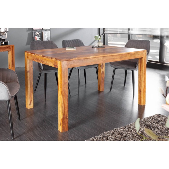 Table TAVINA – Bois massif de sheesham – 135 cm – Plateau épais 97 mm – Style rustique