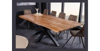 Table ARKAYA en bois de Sheesham 200cm plateau 35mm décor 3D