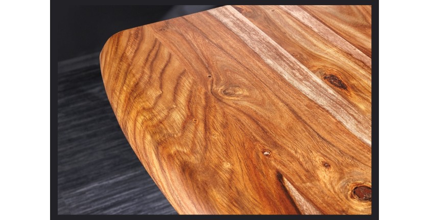 Zoom sur le plateau de la table ARKAYA en Sheesham 200cm plateau 35mm