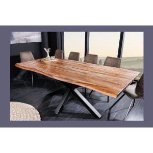 Table ARKAYA en bois de Sheesham 200cm plateau 35mm vu de côté