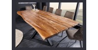 Table ARKAYA en bois de Sheesham 200cm plateau 35mm vu de haut