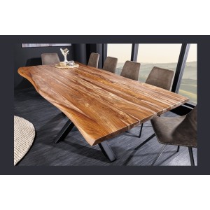Table ARKAYA en bois de Sheesham 200cm plateau 35mm vu de haut