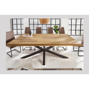 Table SOLARA en pin recyclé 200cm vu de face