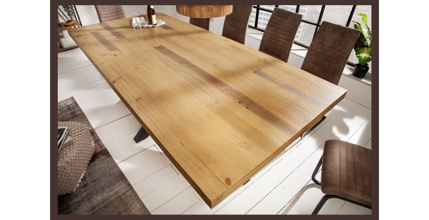 Table SOLARA en pin recyclé 200cm vu de haut
