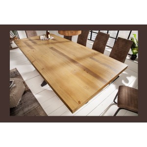 Table SOLARA en pin recyclé 200cm vu de haut