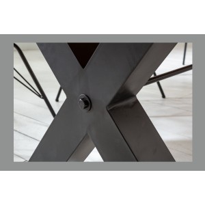 Table CHRIS – Bois de pin recyclé verni et métal noir – 200 cm – Plateau épais 80 mm – Style industriel