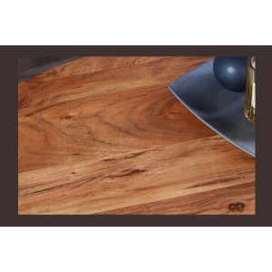 Table de salle à manger TALOA – Bois massif d’acacia et métal noir – 120 cm – Plateau épais 45 mm – Style industriel
