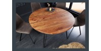 Table de salle à manger TALOA – Bois massif d’acacia et métal noir – 120 cm – Plateau épais 45 mm – Style industriel