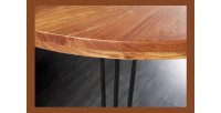 Table de salle à manger TALOA – Bois massif d’acacia et métal noir – 120 cm – Plateau épais 45 mm – Style industriel