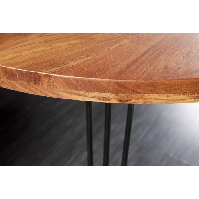 Table de salle à manger TALOA – Bois massif d’acacia et métal noir – 120 cm – Plateau épais 45 mm – Style industriel