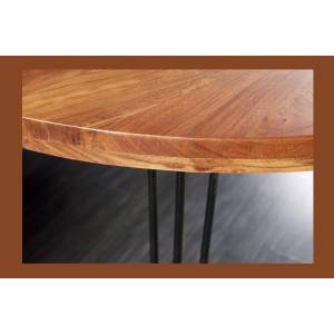 Table de salle à manger TALOA – Bois massif d’acacia et métal noir – 120 cm – Plateau épais 45 mm – Style industriel
