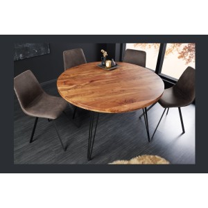 Table ronde SILVA en bois d'acacia 120cm vu sous un autre angle