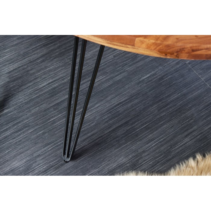 Table de salle à manger TALOA – Bois massif d’acacia et métal noir – 120 cm – Plateau épais 45 mm – Style industriel