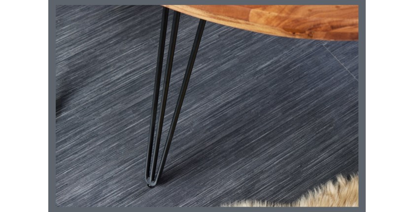 Table de salle à manger TALOA – Bois massif d’acacia et métal noir – 120 cm – Plateau épais 45 mm – Style industriel