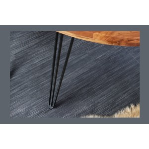 Table de salle à manger TALOA – Bois massif d’acacia et métal noir – 120 cm – Plateau épais 45 mm – Style industriel