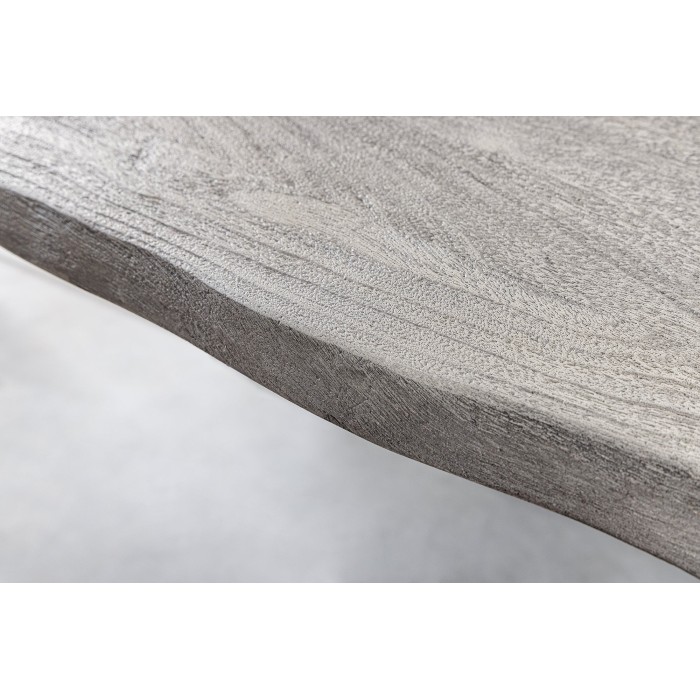 Table TALOA – Bois massif gris et métal noir – 140 cm – Style contemporain