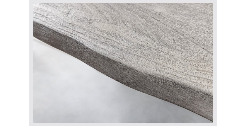 Table TALOA – Bois massif gris et métal noir – 140 cm – Style contemporain