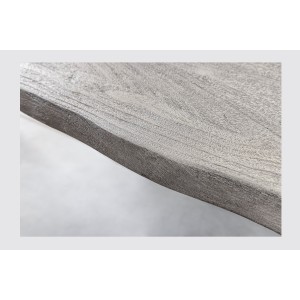 Table TALOA – Bois massif gris et métal noir – 140 cm – Style contemporain
