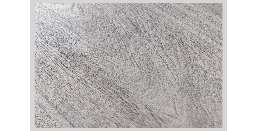 Table TALOA – Bois massif gris et métal noir – 140 cm – Style contemporain