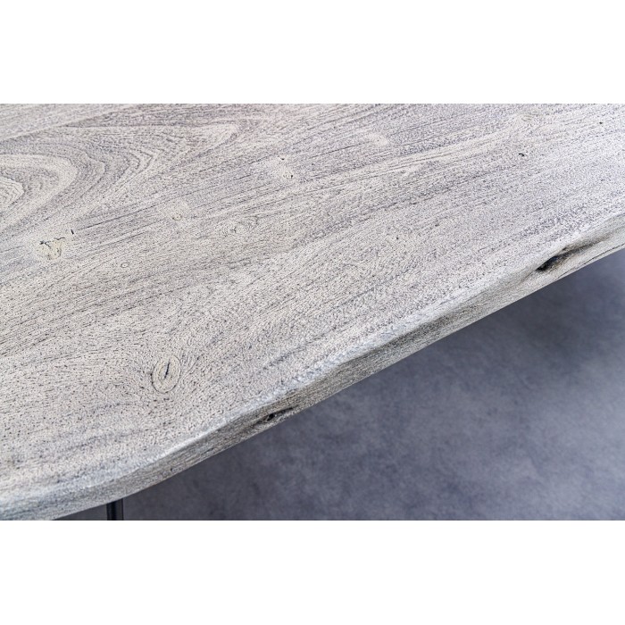 Table TALOA – Bois massif gris et métal noir – 140 cm – Style contemporain