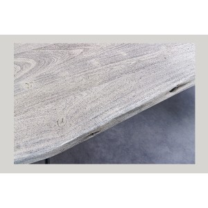 Table TALOA – Bois massif gris et métal noir – 140 cm – Style contemporain