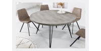 Table de salle à manger TALOA – Bois de manguier gris et métal noir – 120 cm – Forme ronde – Style contemporain