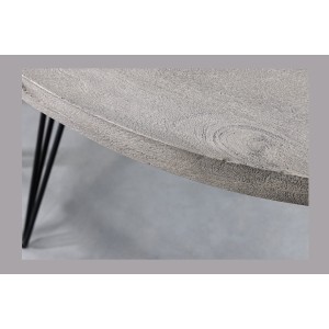 Table de salle à manger TALOA – Bois de manguier gris et métal noir – 120 cm – Forme ronde – Style contemporain