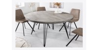 Table de salle à manger TALOA – Bois de manguier gris et métal noir – 120 cm – Forme ronde – Style contemporain
