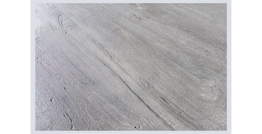 Table de salle à manger TALOA – Bois de manguier gris et métal noir – 120 cm – Forme ronde – Style contemporain