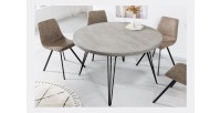 Table TALOA – Bois de manguier gris et métal noir – 80 cm – Forme ronde – Style contemporain
