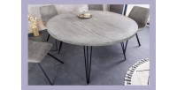 Table TALOA – Bois de manguier gris et métal noir – 80 cm – Forme ronde – Style contemporain