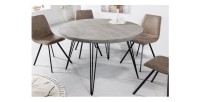 Table TALOA – Bois de manguier gris et métal noir – 80 cm – Forme ronde – Style contemporain