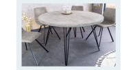 Table TALOA – Bois de manguier gris et métal noir – 80 cm – Forme ronde – Style contemporain