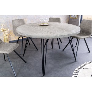 Table TALOA – Bois de manguier gris et métal noir – 80 cm – Forme ronde – Style contemporain